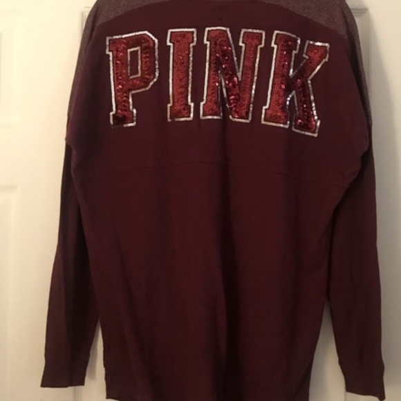 PINK Victoria's Secret Tops - Maroon bling shirt
